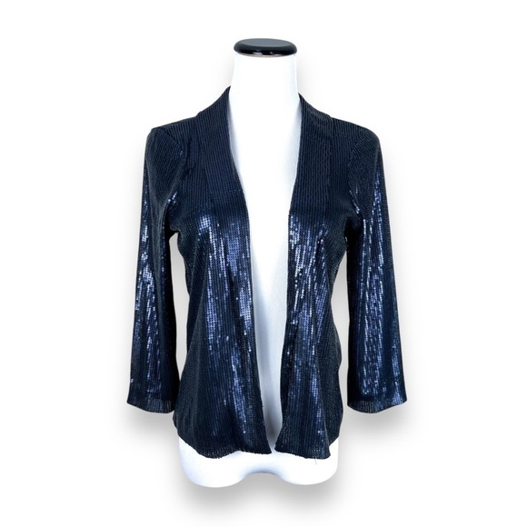 Michael Stars NWT Navy Blue Sequin Cropped Jacket, Small – Holiday, Party, NYE - Picture 1 of 10